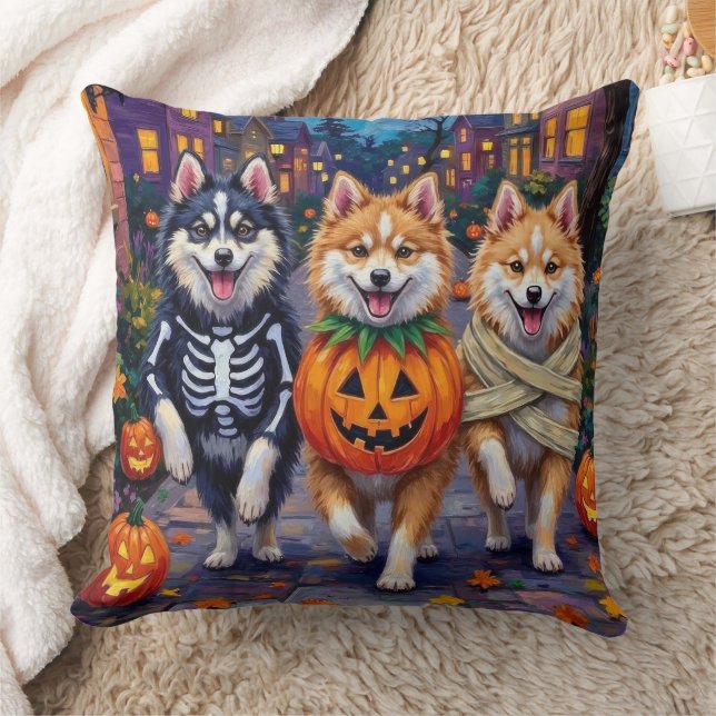Almofada Cães Esquimós Americanos no Halloween (Cobertor)