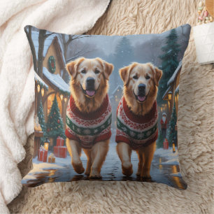 Almofada Cães Great Pyrenees Natal Neve Férias