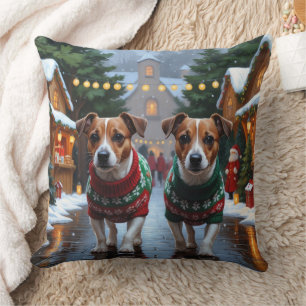 Almofada Cães Jack Russell Natal Neve Férias