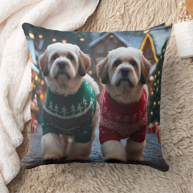Almofada Cães Lhasa Apso Natal Neve Férias (Cobertor)
