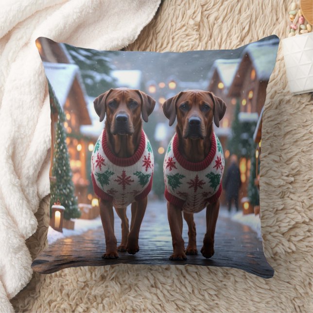 Almofada Cães Rhodesian Ridgeback Natal Neve Férias (Cobertor)