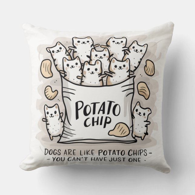 Almofada Cães São Como Batatas... Travesseiro decorativo (Frente)