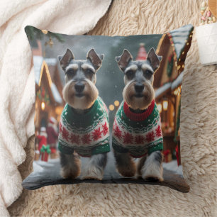 Almofada Cães Schnauzer Natal Neve Férias 