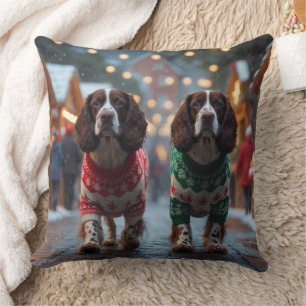 Almofada Cães Springer Spaniel Natal Neve Férias