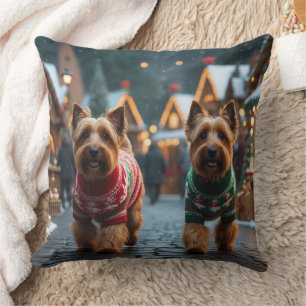 Almofada Cães Terrier Wheaten Natal Neve Férias 