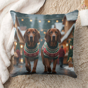 Almofada Cães Treeing Walker Coonhound Natal Neve 