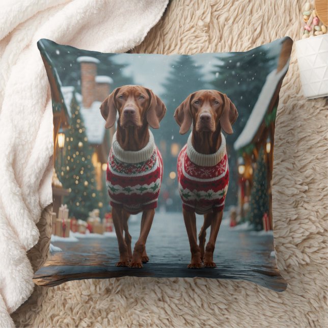 Almofada Cães Vizsla Natal Neve Férias (Cobertor)