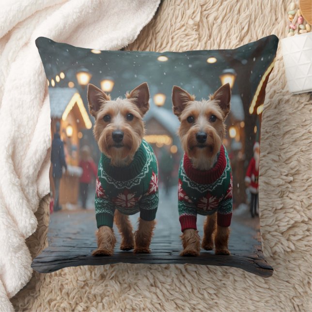 Almofada Cães Wire Fox Terrier Natal Neve Feriado (Cobertor)