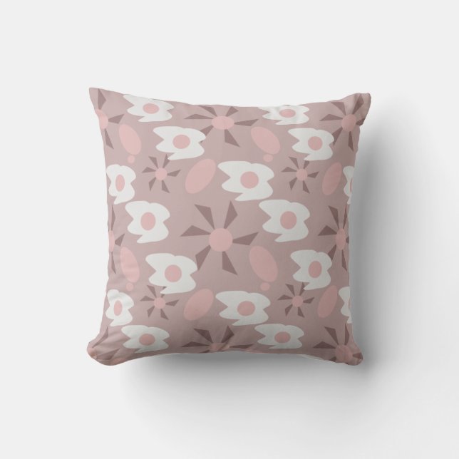 Almofada Café da Manhã de Ovos Fritos Boho Padrão Rosa (Frente)