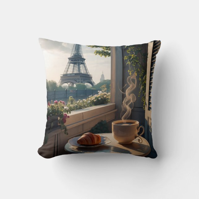 Almofada Café da Manhã Parisiense com Vista (Frente)