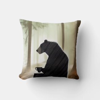 Almofada Café de Bebendo de Urso na Floresta