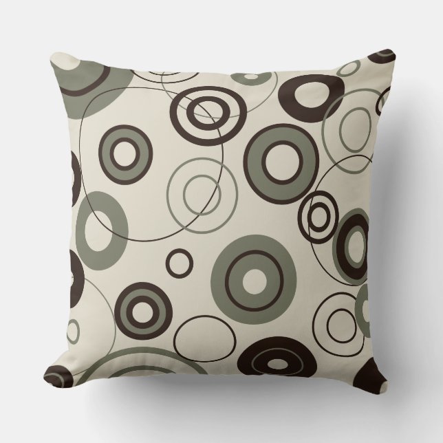 Almofada Café e Círculos de Oliva (Frente)