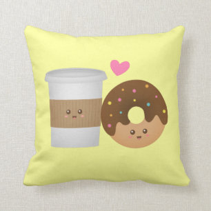 Almofada Café Fofo e Donut Apaixonados, Par Perfeito