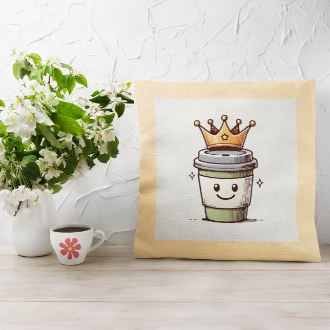 Almofada Café King Kawaii (This cute little coffee king is a sweet addition to any room in your home!)