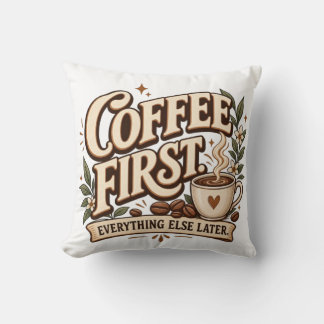 Almofada Café Primeiro Tudo Mais Tarde Botânico Vintage