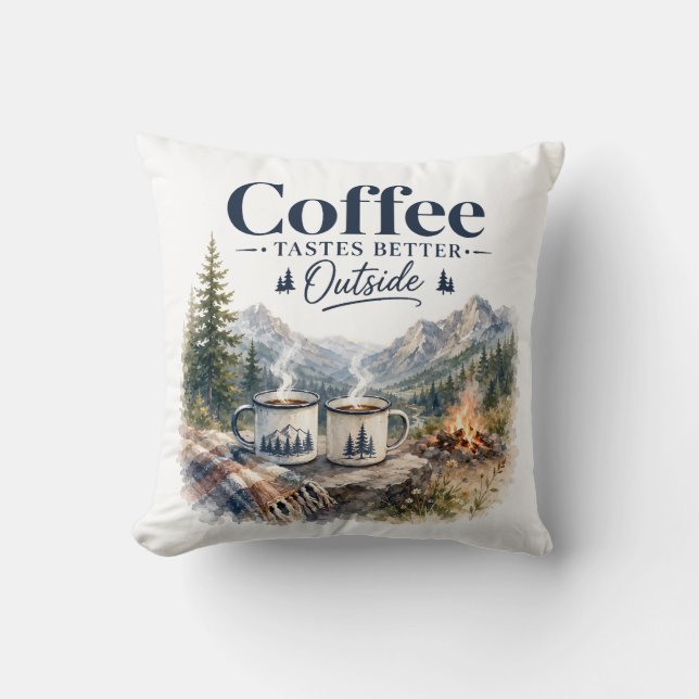 Almofada Café Tem Melhor Sabor Fora da Montanha Acampamento (Frente)