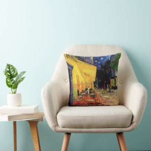Almofada Café Terrace à noite por Vincent van Gogh
