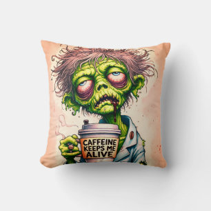 Almofada Cafeine Me Mantém Vivo Zombie
