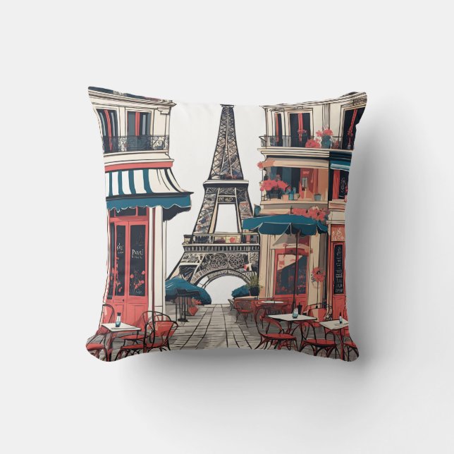 Almofada Cafés de Paris com Vista - Sip & Savor pelo Eiffe (Frente)