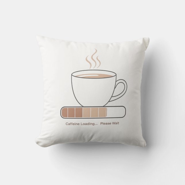 Almofada Caffeine Loading -Minimalist Funny Coffee Line Art (Frente)