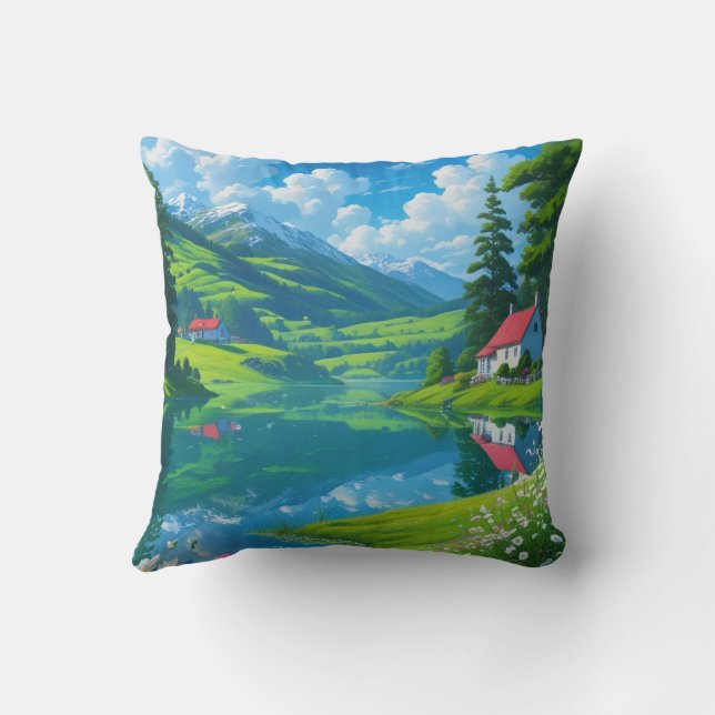 Almofada Caiado Celestial - Lago Snowy Peak (Verso)