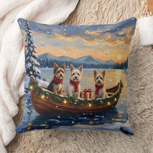 Almofada Cairn Terrier Christmas Boat Holiday (Cobertor)