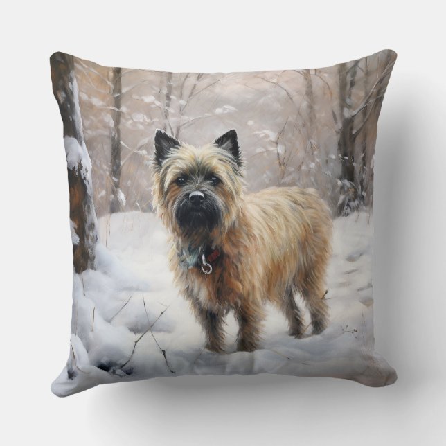 Almofada Cairn Terrier Deixe-o nevar no Natal (Verso)