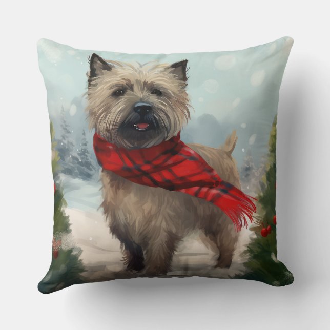 Almofada Cairn Terrier Dog no Natal da Neve (Verso)
