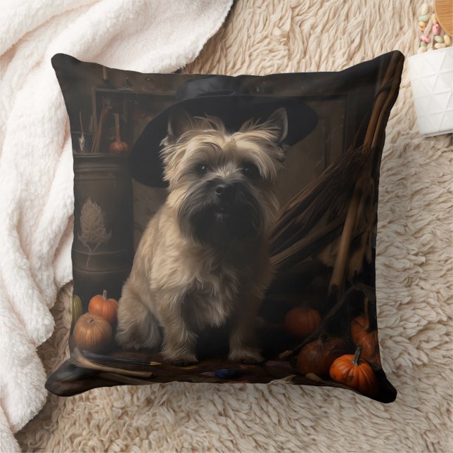 Almofada Cairn Terrier Pumpkins Halloween Scary (Cobertor)