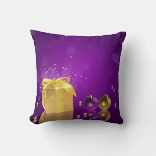 Almofada Caixa de Presentes de Natal de Ouro
