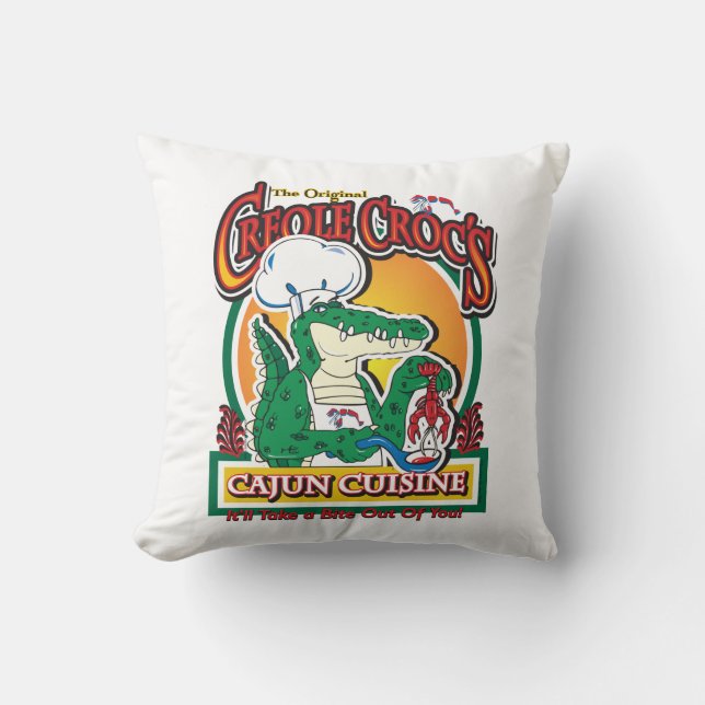 Almofada Cajun Creole Mardi Gras Crocodilo (Frente)