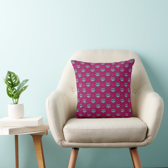 Almofada Calavera Cat Art Pattern (Cadeira)
