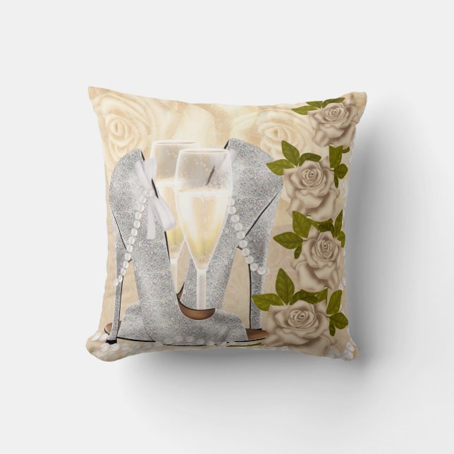 Almofada Calçados, rosas, pérolas e Champagne (Frente)