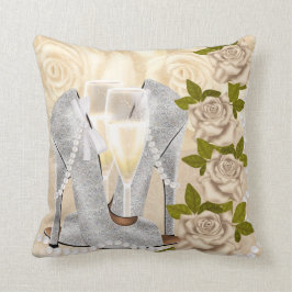 Almofada Calçados, rosas, pérolas e Champagne