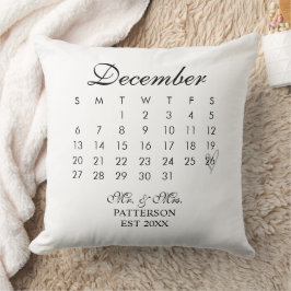 Almofada Calendário de Casamento Data de Casamento 