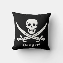 Almofada Calico Jack Pirate Flag Skull e Cutlass Warning