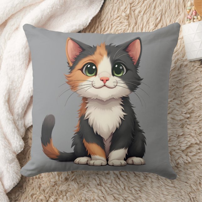 Almofada Calico Kitten Whimsical com Cattitude (Cobertor)