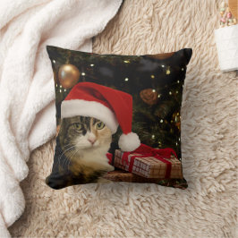 Almofada Calico Santa Kitty Throw Pillow