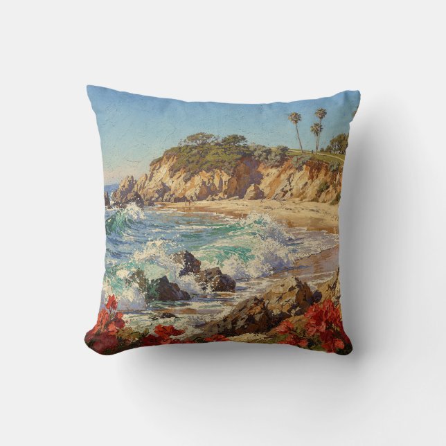 Almofada  California Beach | Impressionist Coastal Art (Frente)