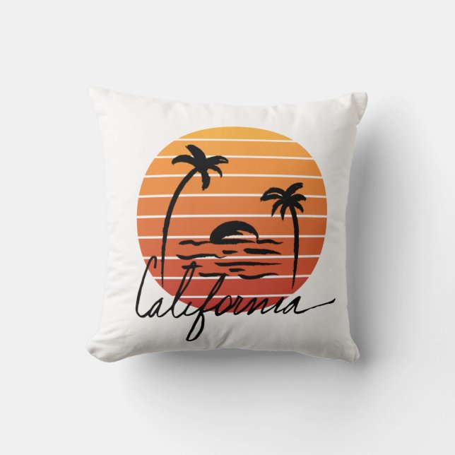 Almofada Califórnia e retro o pôr do sol (Frente)