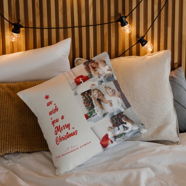 Almofada Caligrafia da Árvore de Natal | Fotos da família (Criador carregado)