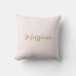 Almofada Caligrafia Elegante Cor Dourada e Pastel Nome Simp