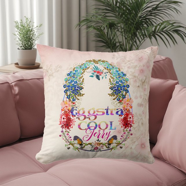 Almofada Caligrafia Moderna Páscoa Legal Extra Cute de Ovos (Modern Calligraphy Egg-stra Cool Easter Extra Cute Throw Pillow)