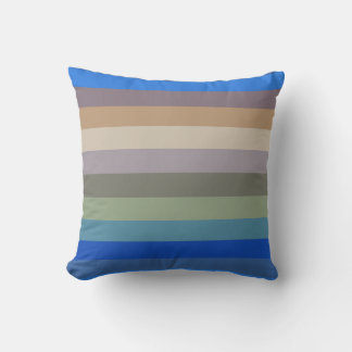 Almofada Calm Coastal Neutral Stripe Pattern in Blues and S