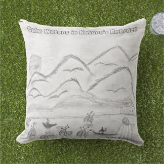 Almofada 'Calm Waters in  Nature's Embrace' Throw Pillow