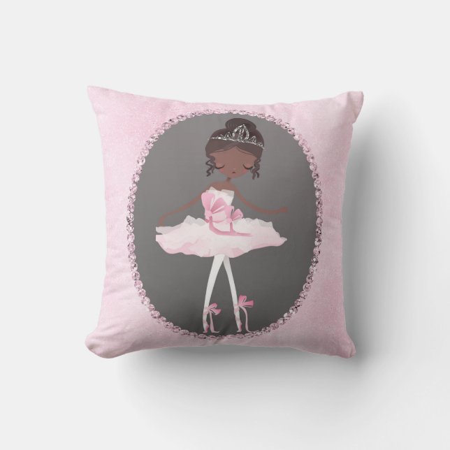 Almofada Cama Rosa e Cinza Couro Escuro Ballerina Girls Qua (Frente)