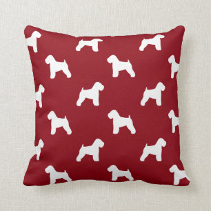 Almofada Camada Revestida Suave Terrier Silhouettes Vermelh