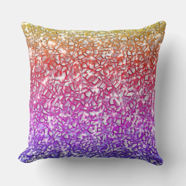 Almofada Camadas de mosaico em laranja bruto até lilás e fa (Frente)