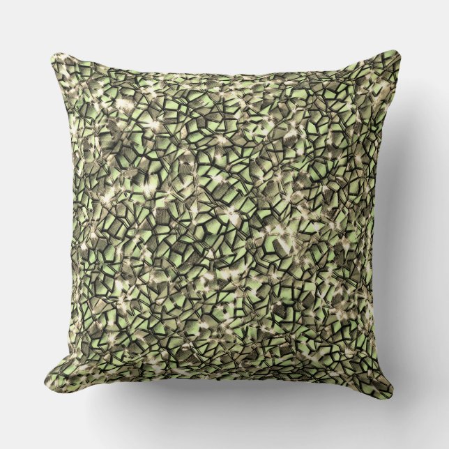 Almofada Camadas de mosaico em sépia esverdeada grosseira e (Frente)