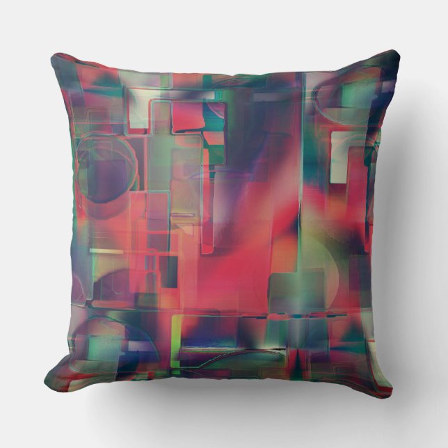 Almofada Camadas verdes e vermelhas de imagem e um tom leve (Frente)